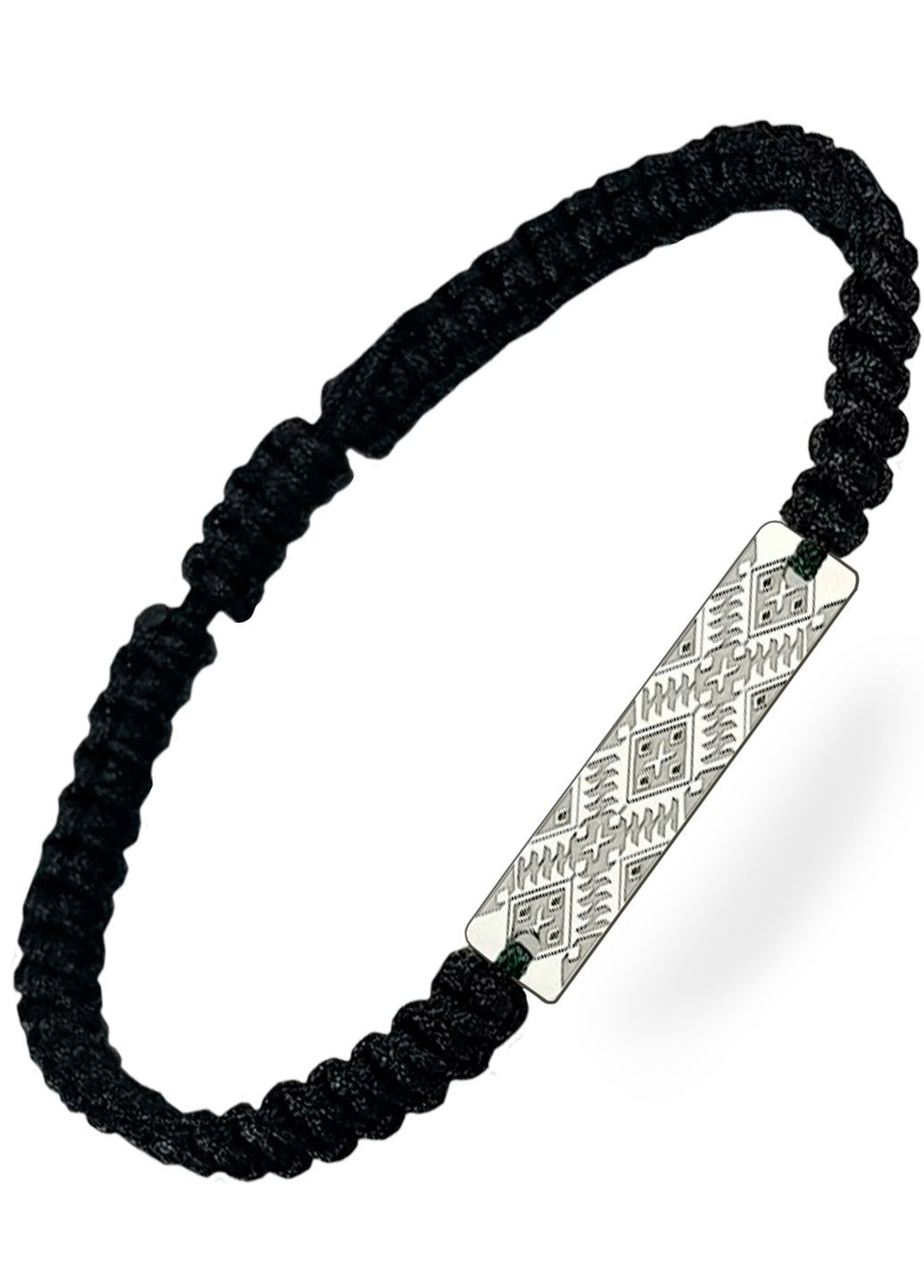 Серебряный браслет шамбала Вышиванка чёрная нить «Сумская область» регулируеться родированный Family Tree Jewelry Line (266038510)