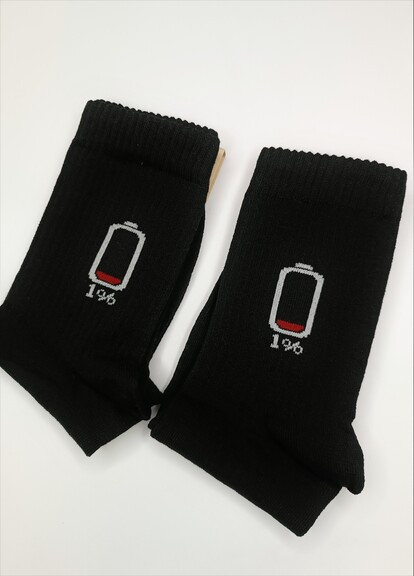 Модные черные высокие носки прикол с принтом Зарядка на телефоне No Brand (267147801)