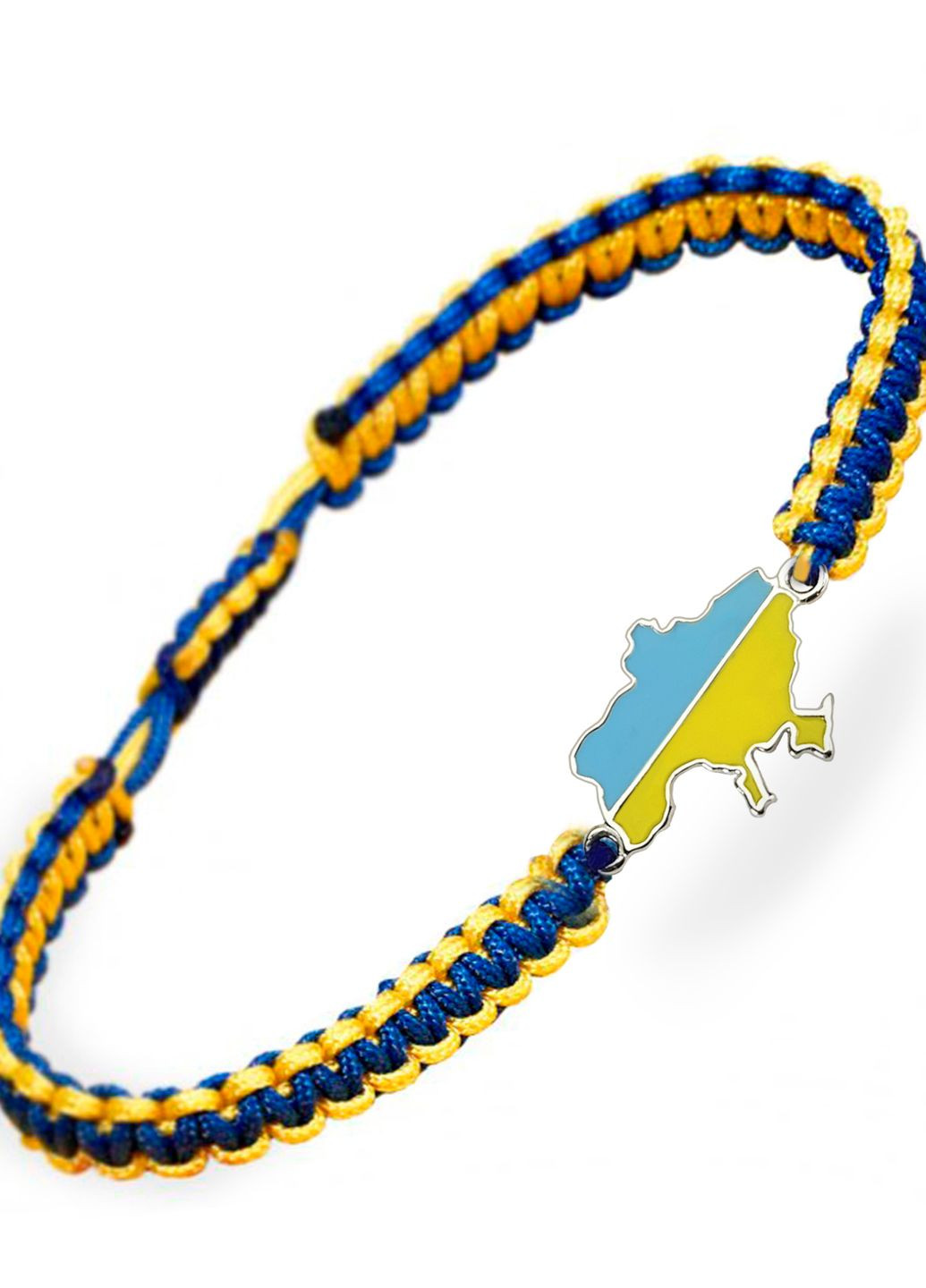 Срібний браслет шамбала жовто-синя карта України регулюється Family Tree Jewelry Line (266038540)