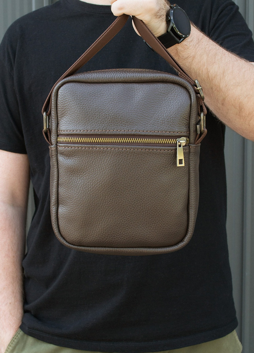 Сумка мужская мессенджер коричневый ( через плечо ) из натуральной кожи Famk (259018688)