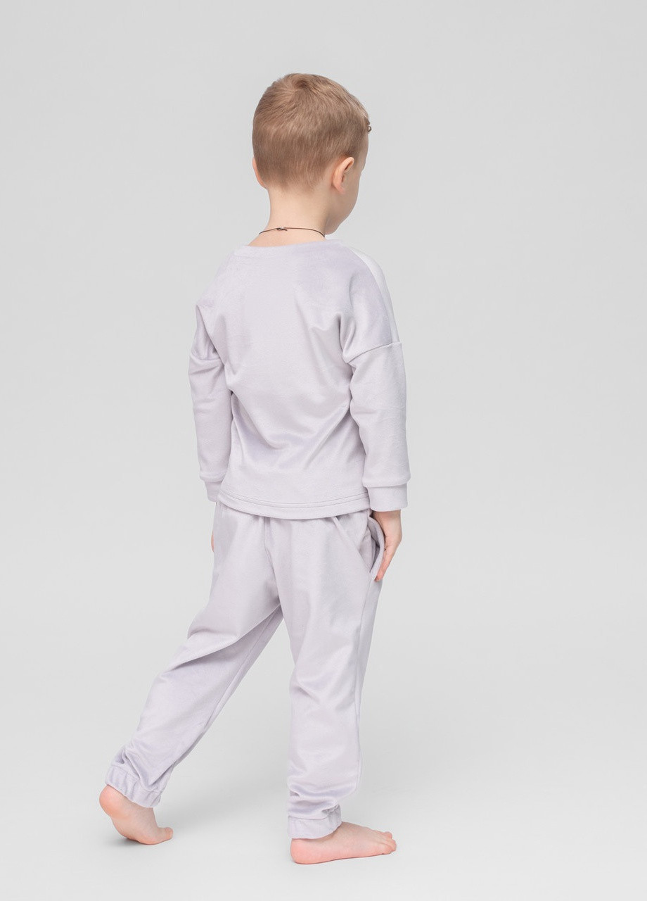 Светло-серая пижама детская домашняя велюровая кофта со штанами светло-серый Maybel