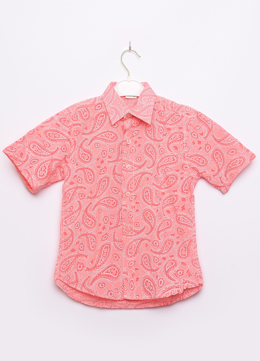 Коралловая классическая рубашка с абстрактным узором Let's Shop