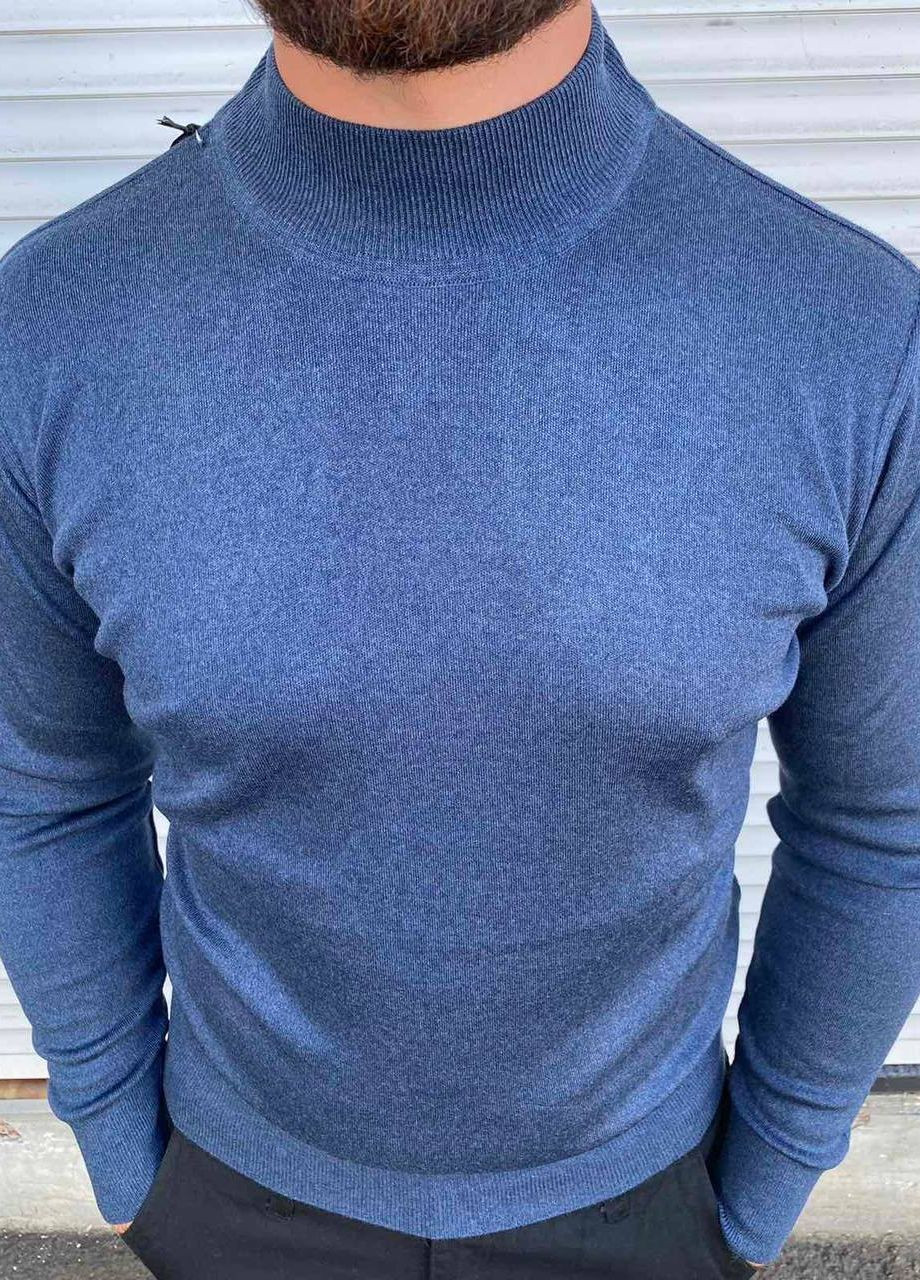 Синій демісезонний чоловічий однотонний светр No Brand