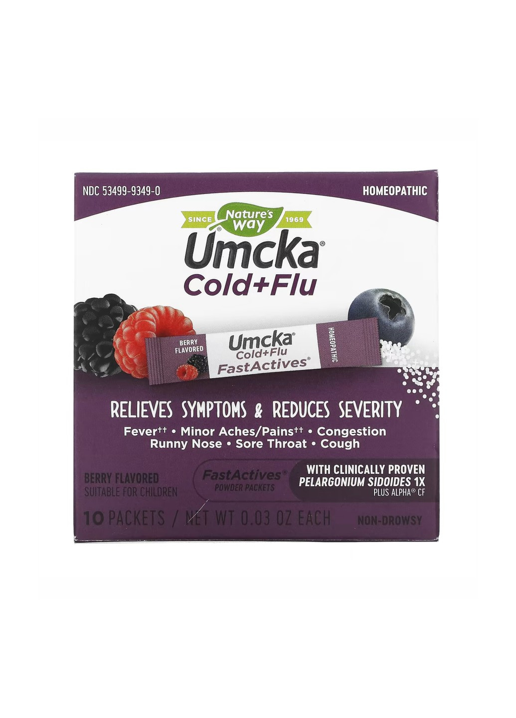Засіб Проти Простуди Umcka Cold & Flu Berry Fastactv - 10x 0.9г Ягідний Nature's Way (276908184)