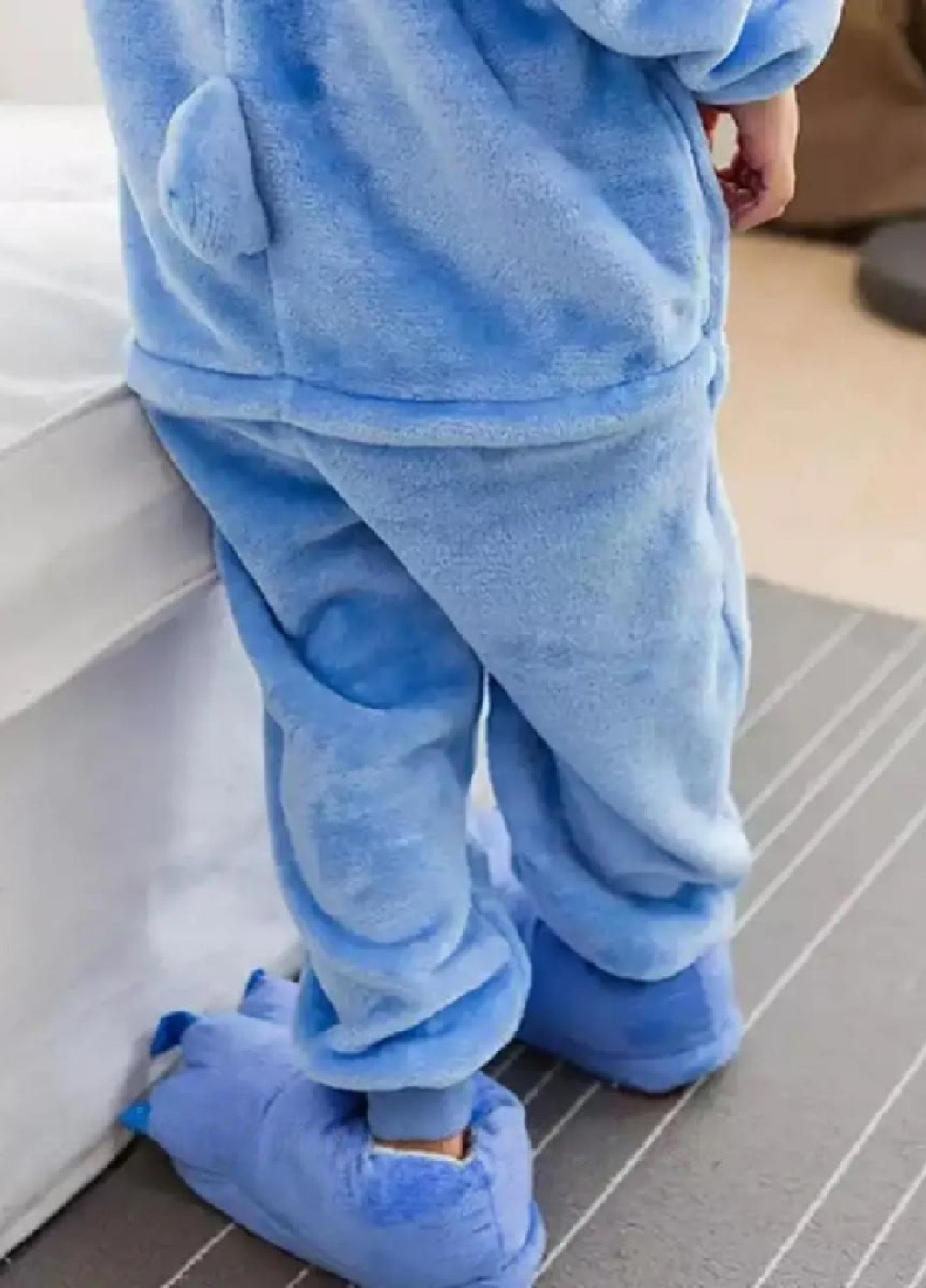 Кигуруми пижама костюм махровый на кнопках с капюшоном для детей девочек мальчиков 120 размер (475867-Prob) Стич голубой Unbranded (272805300)