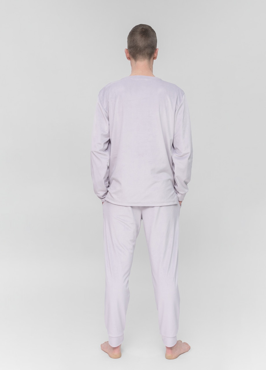 Костюм чоловічий домашній велюровий кофта зі штанами Світло-сірий Maybel (257062719)