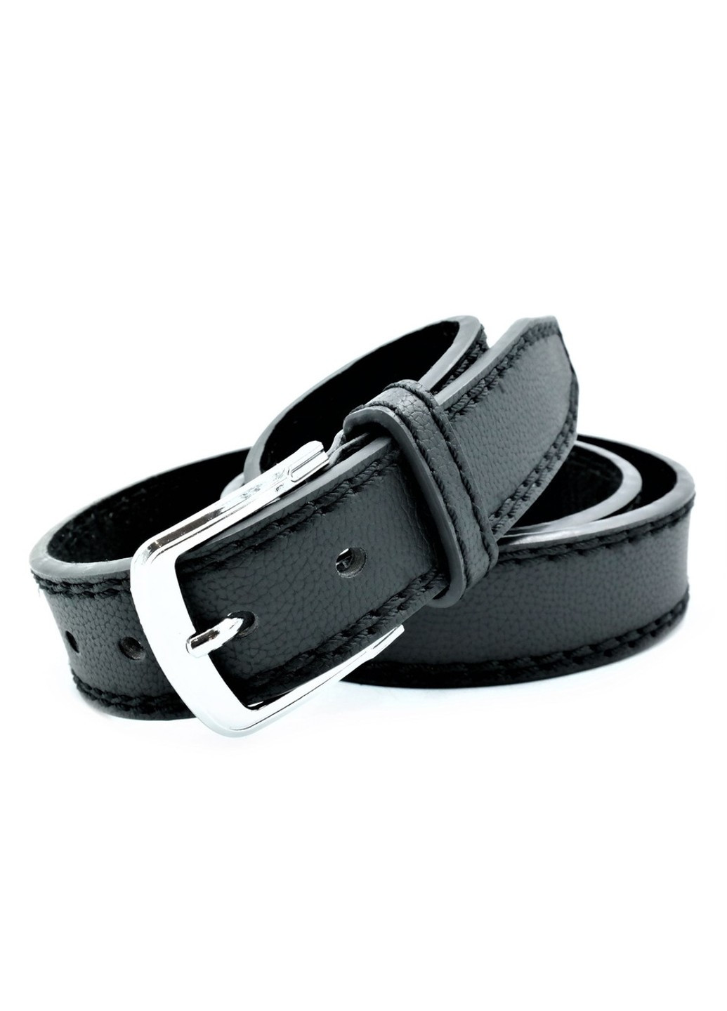 Чоловічий ремінь з екошкіри Weatro 3,8 х 115 см Чорний nwkz-38mm-kit-003 Le-Mon (268121399)