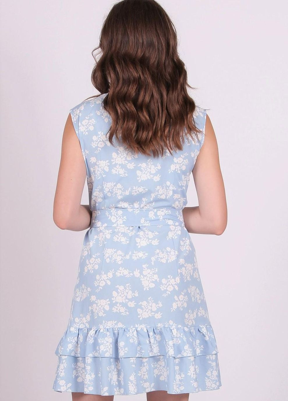 Блакитна кежуал сукня жіноча 439 квіти білий софт блакитна Актуаль