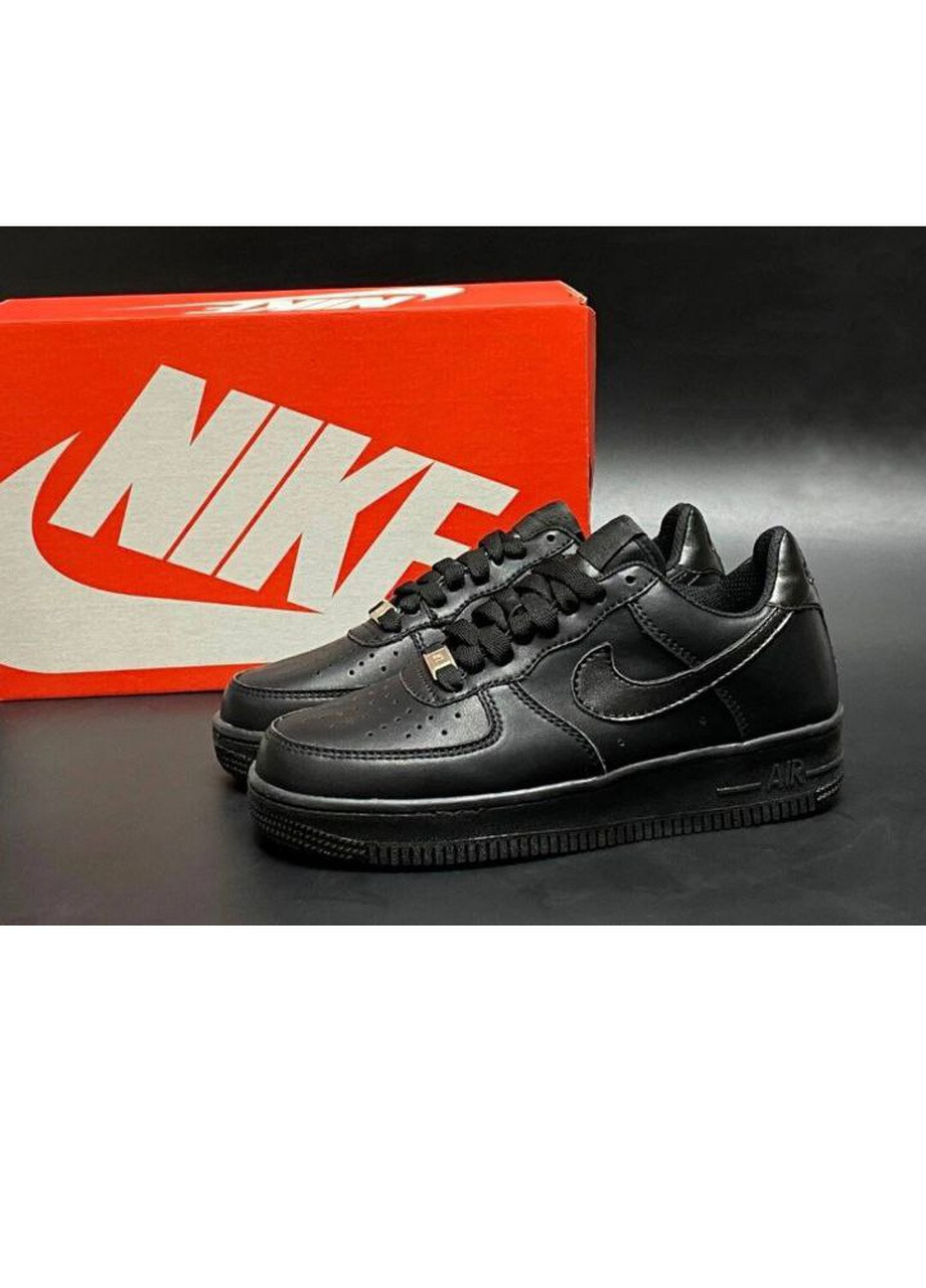 Чорні Осінні чоловічі кросівки чорні репліка 1в1 «no name» (10283) Nike Air Force Af 1