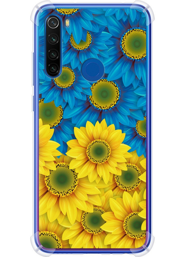 Силиконовый противоударный с усиленными углами чехол 'Жёлто-голубые цветы' для Endorphone xiaomi redmi note 8t (258567884)