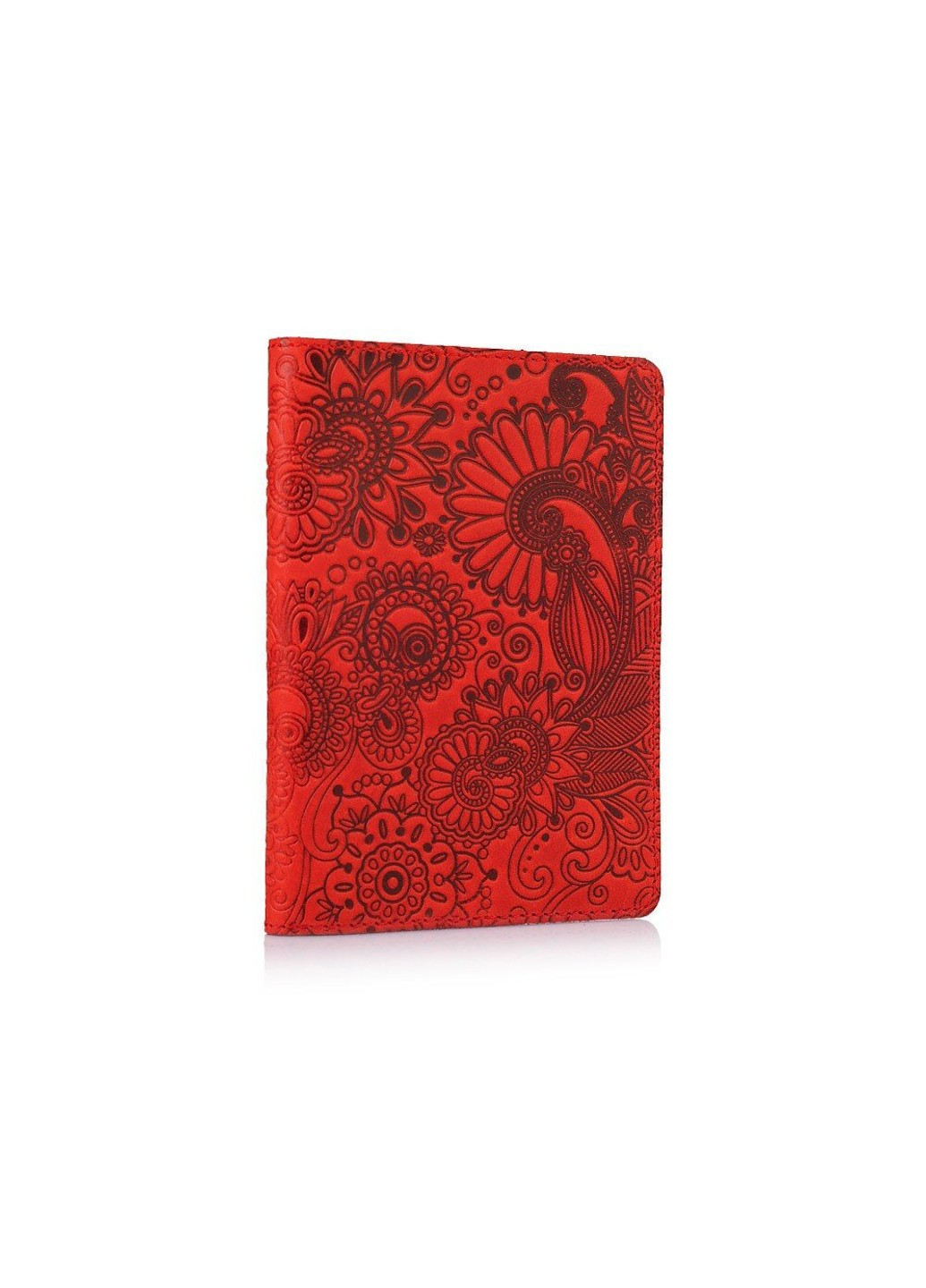Шкіряна обкладинка на паспорт HiArt PC-01 Mehendi Art червона Червоний Hi Art (268371186)