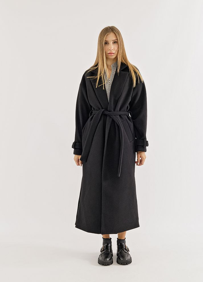 Черное демисезонное Женское пальто цвет черный ЦБ-00230013 Yuki