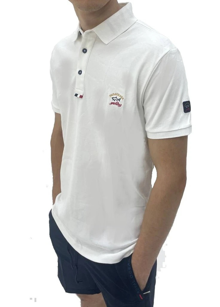 Белая футболка-поло мужское для мужчин Paul & Shark с логотипом