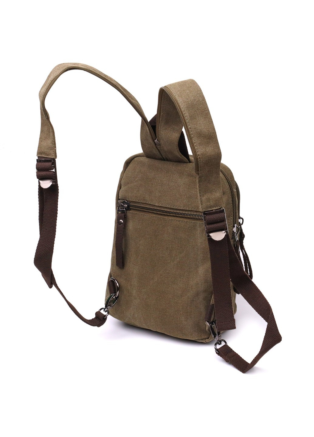 Сумка-рюкзак у стилі мілітарі з двома відділеннями із щільного текстилю 22163 Оливковий Vintage (267932198)
