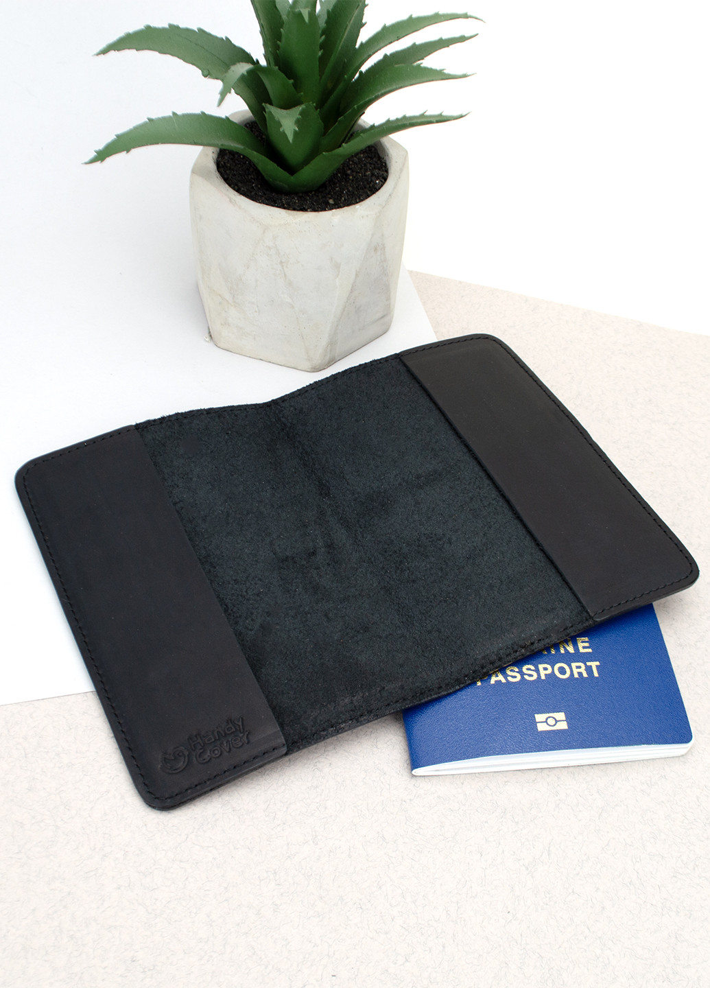 Подарунковий чоловічий набір №76: портмоне + ремінь + обкладинка на паспорт + брелок (чорний матовий) HandyCover (264032107)