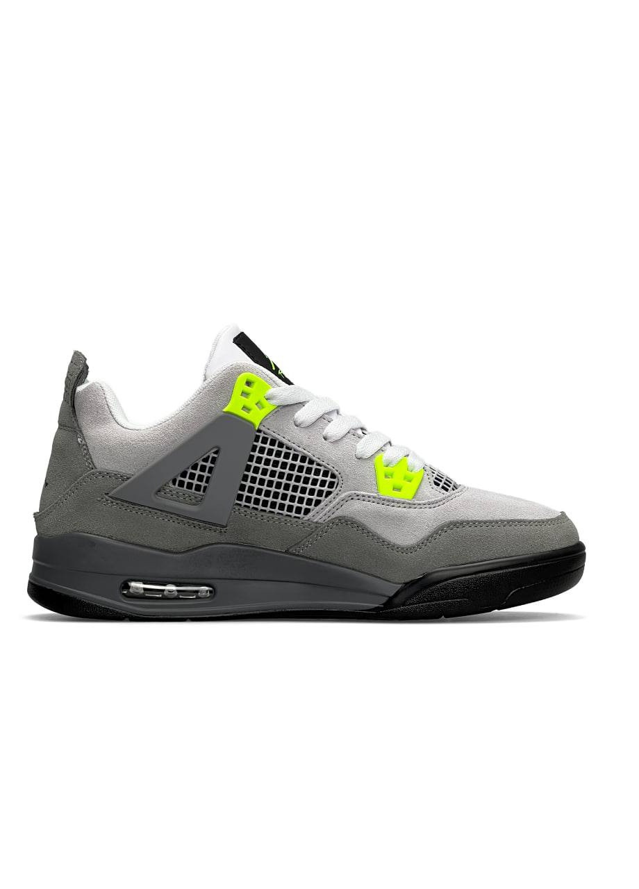 Сірі Осінні кросівки чоловічі, китай Nike Air Jordan 4 Retro Suede Gray Green Black