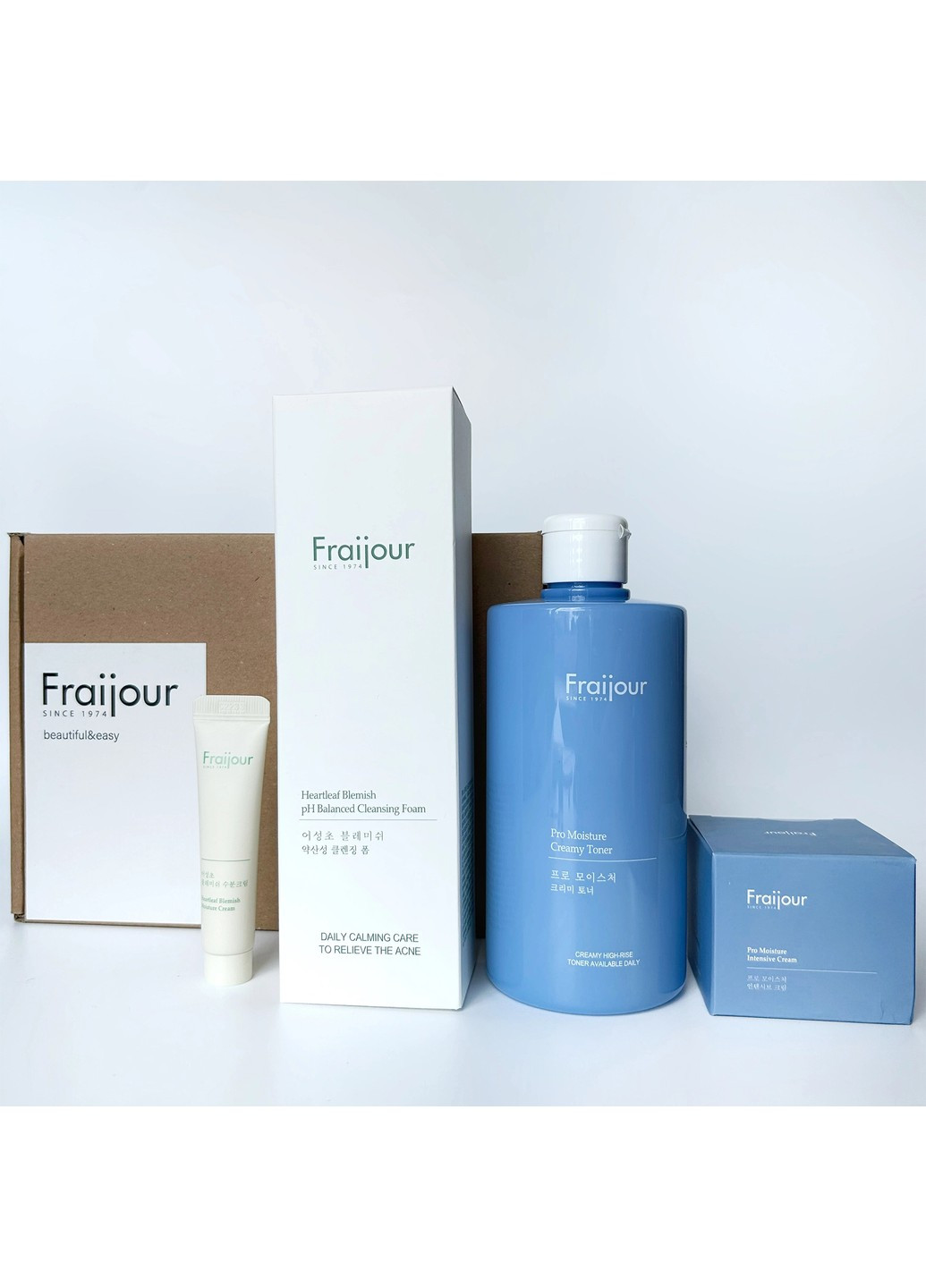 Набір базовий догляд для сухої та чутливої шкіри з центелою та пробіотиками Pro-moisture & Heartleaf foam Fraijour (276844202)
