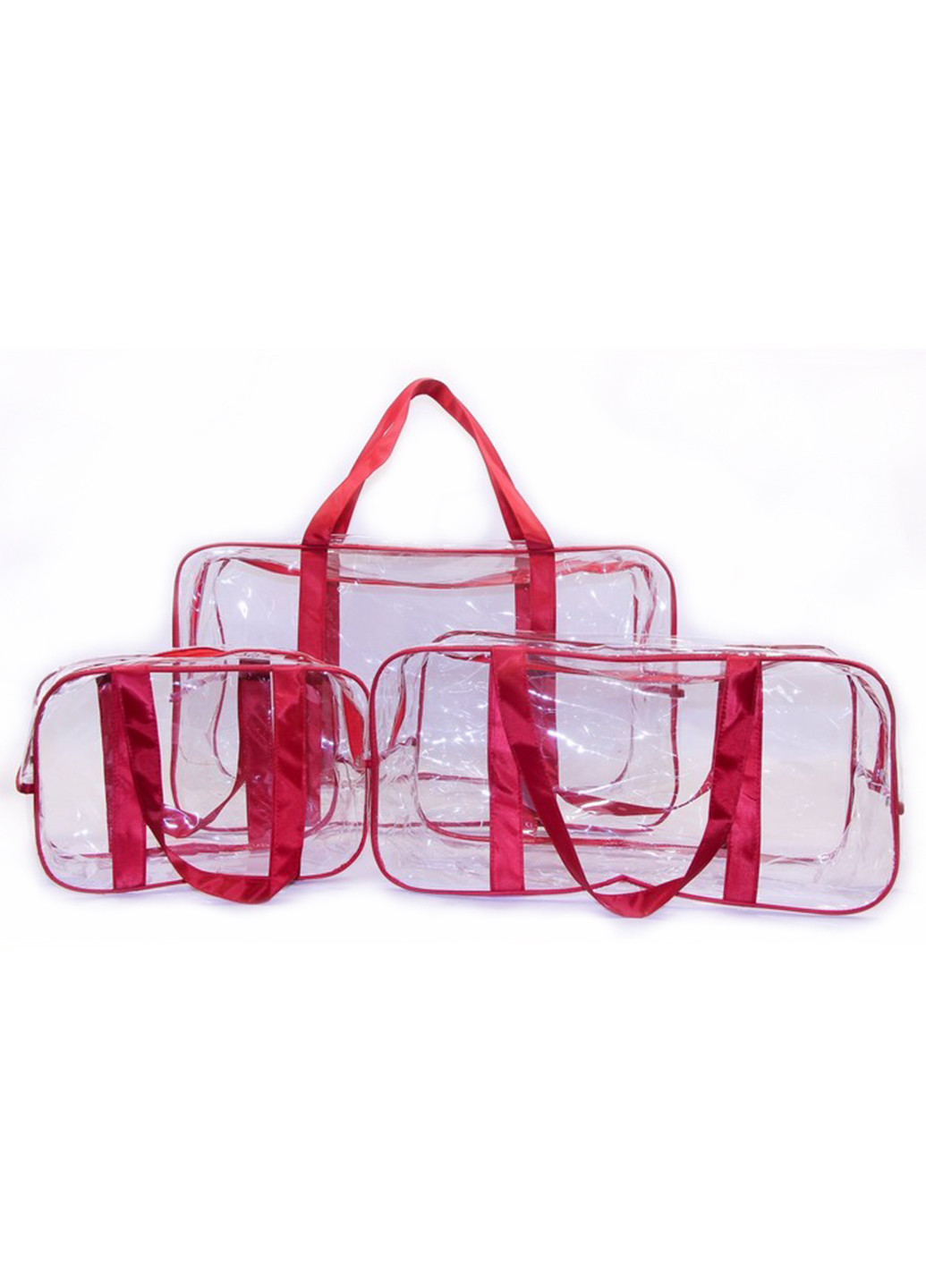 Набор из 3 прозрачных сумок в роддом Joy красный. EcoNova (270006873)