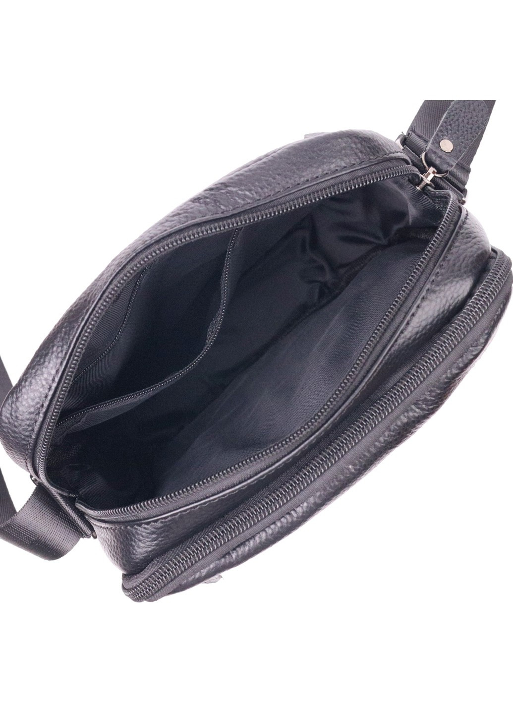 Стильна чоловіча сумка з натуральної зернистої шкіри 21398 Чорна Vintage (258267896)