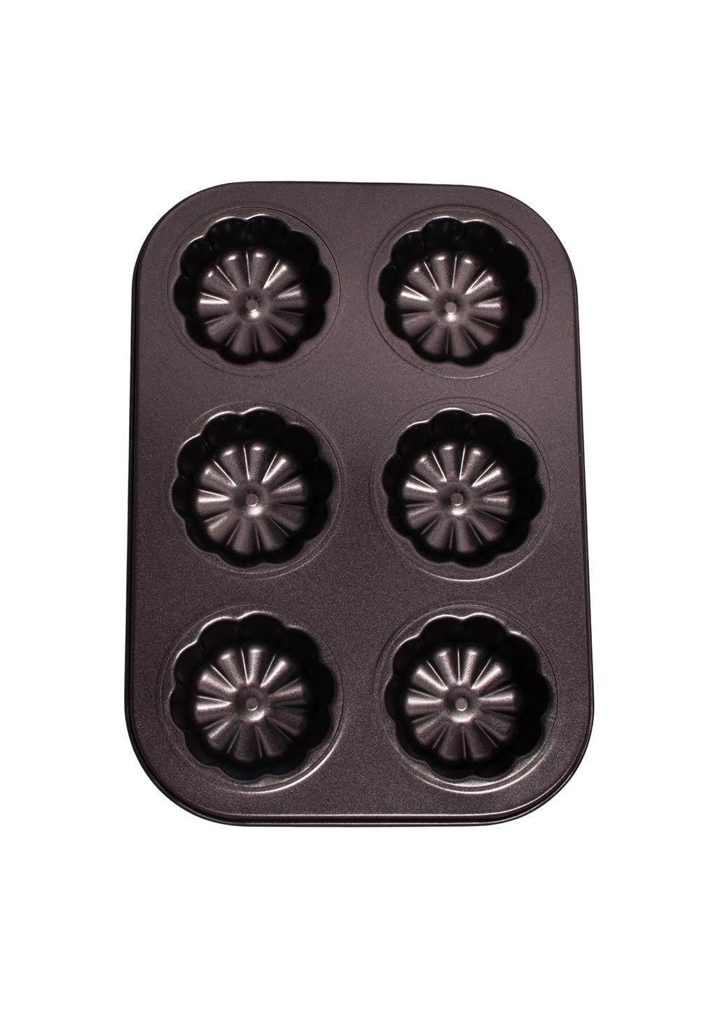 Форма для випічки кексів і мафінів на 6 комірок з антипригарним покриттям "Квіти №1" 26.5х18.5х3 см A-Plus (270363757)