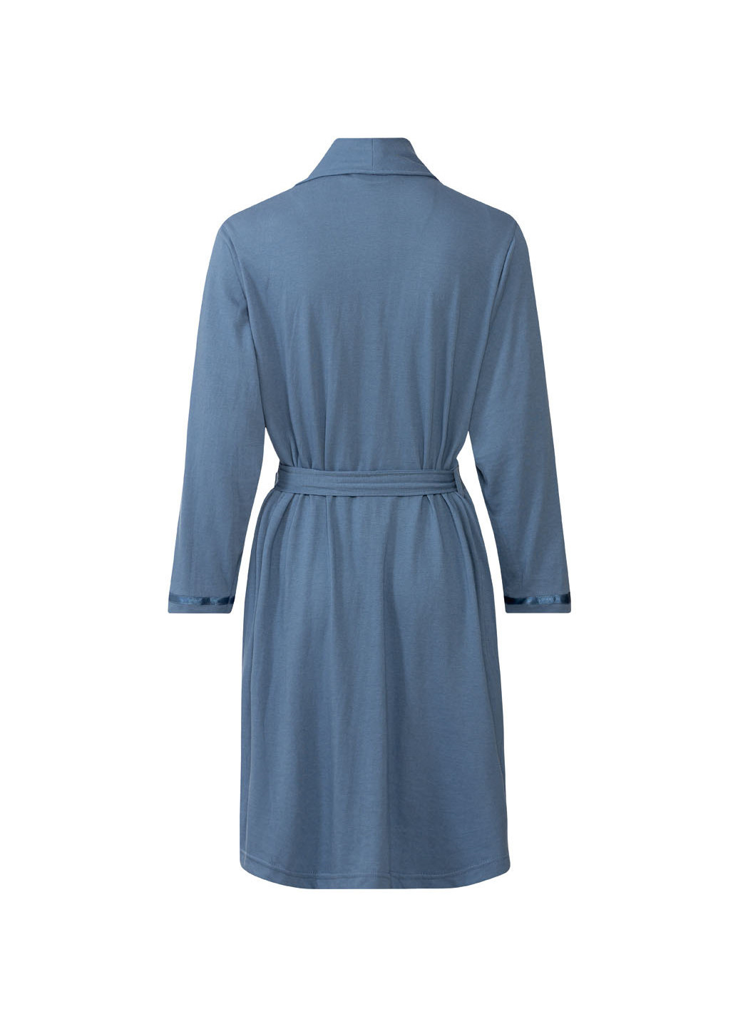 Легкий женский халат на запах с длинным рукавом M синий Livarno home (276254820)