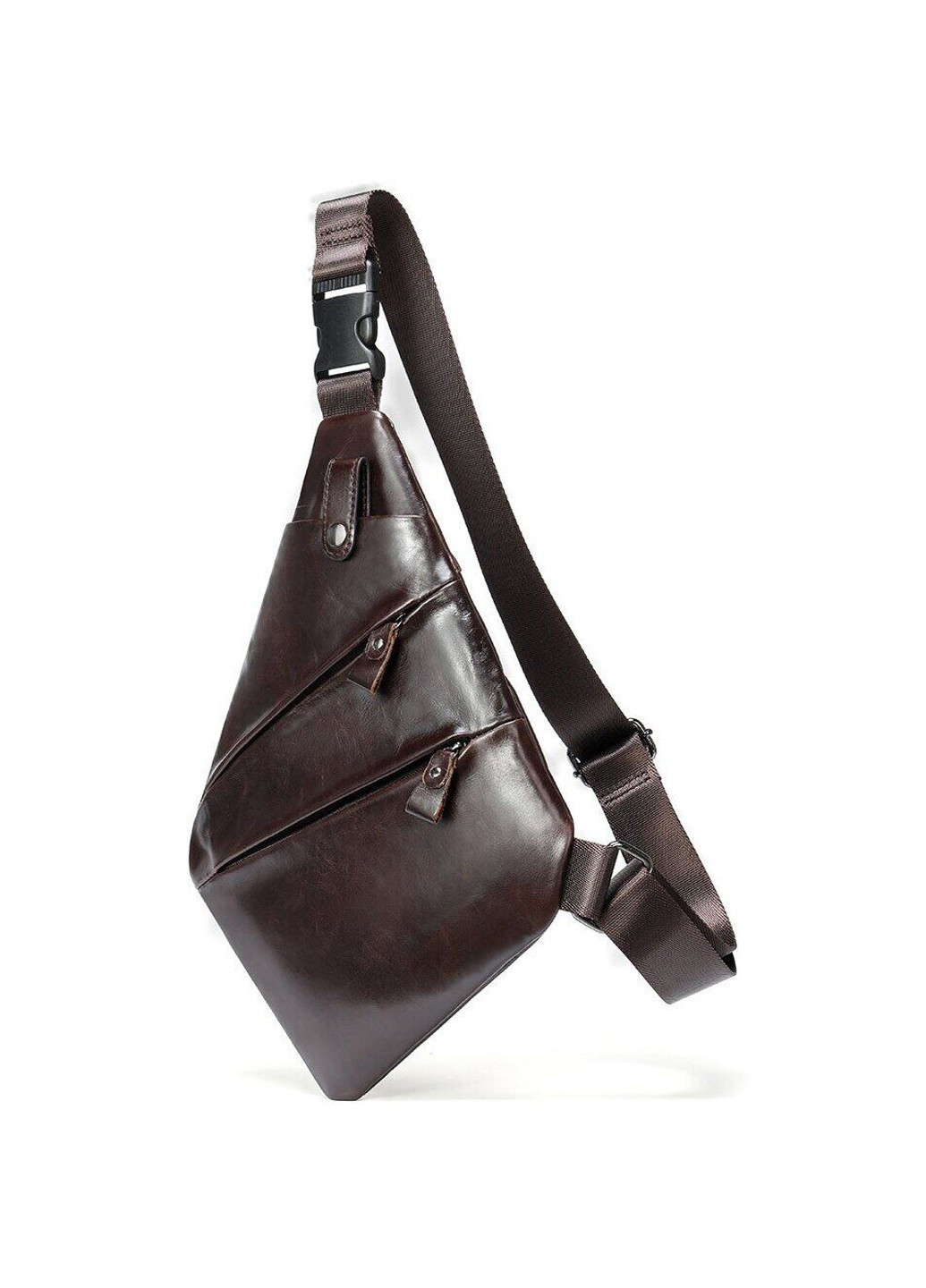 Шкіряна темно-коричнева сумка-слінг 14998 Vintage (262523897)