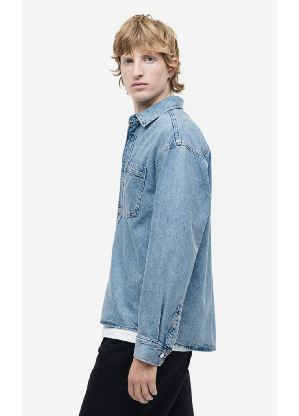 Чоловіча джинсова сорочка Н&М (56503) S Синя H&M (271494535)