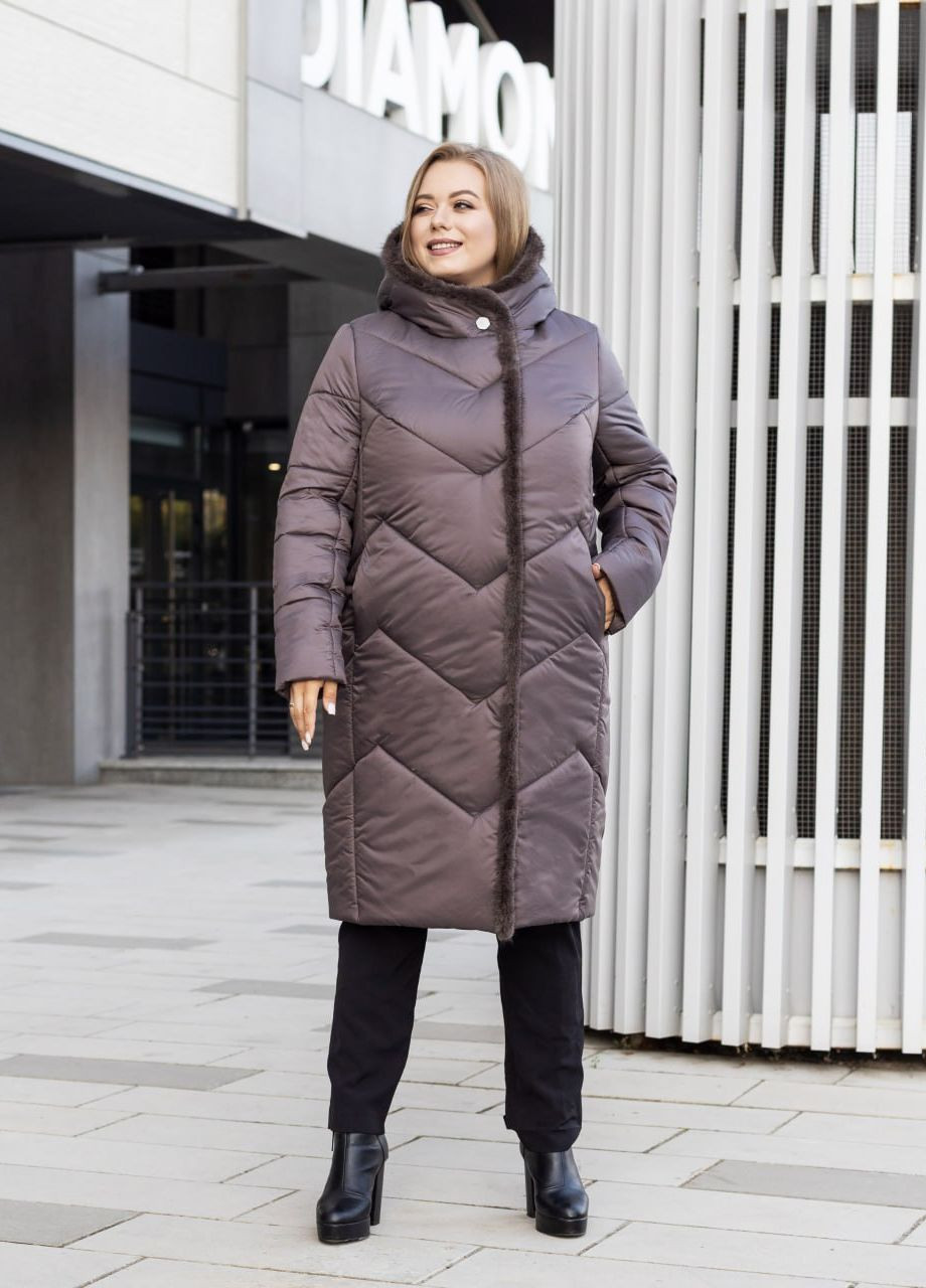 Коричневая зимняя зимняя куртка женская большого размера SK