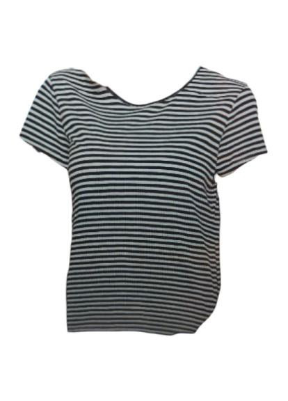 Черно-белая жіноча футболка, полоска, m Avon