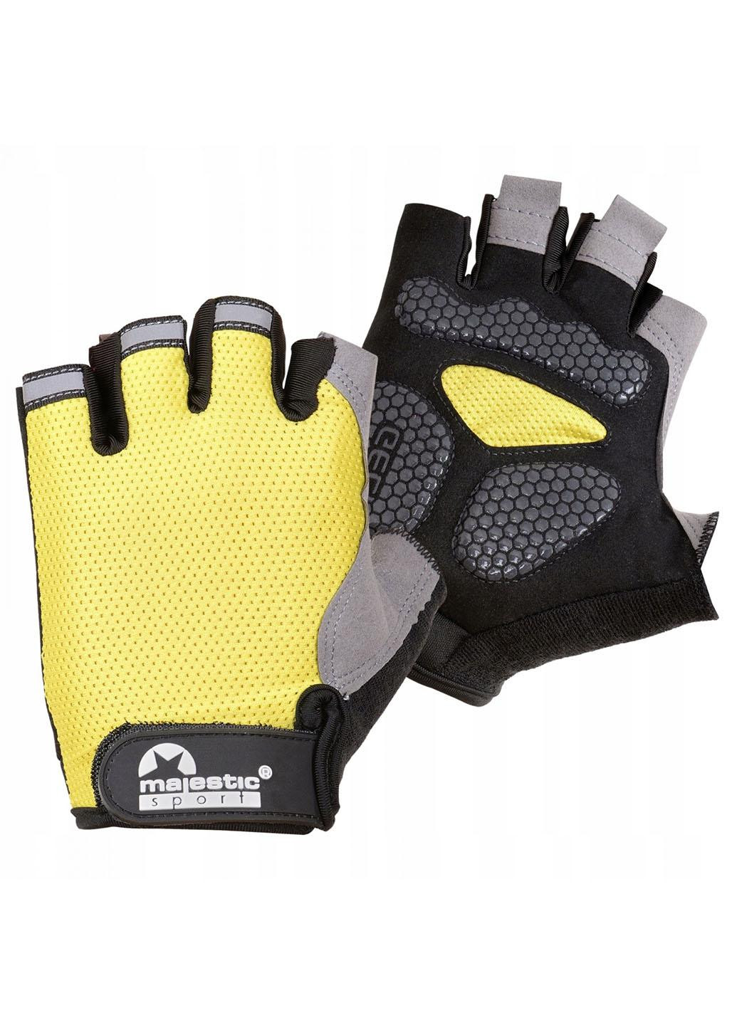 Велоперчатки без пальцев M-CG-GB-M (M) Black/Yellow Majestic Sport (258019272)
