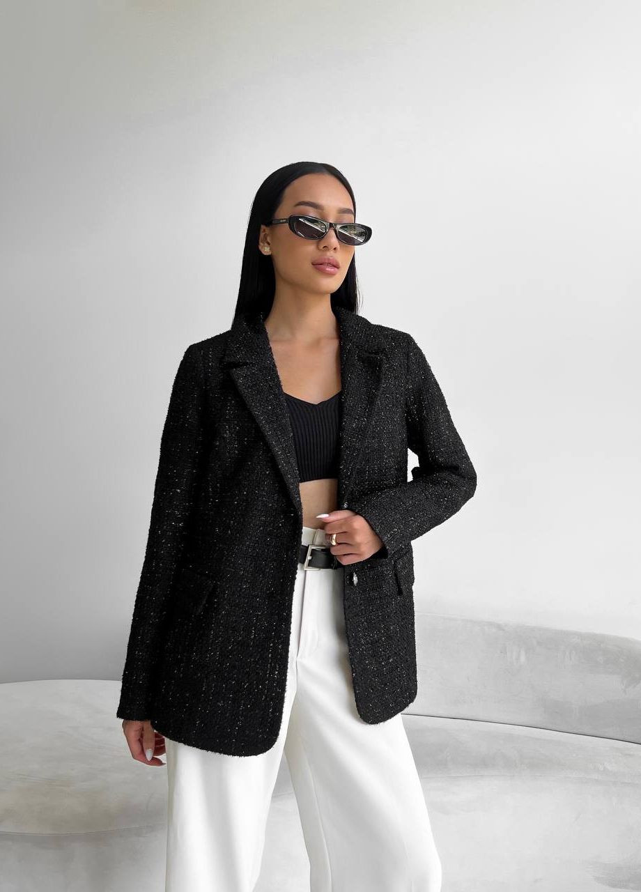 Черный женский женский пиджак цвет черный р.46 442520 New Trend -