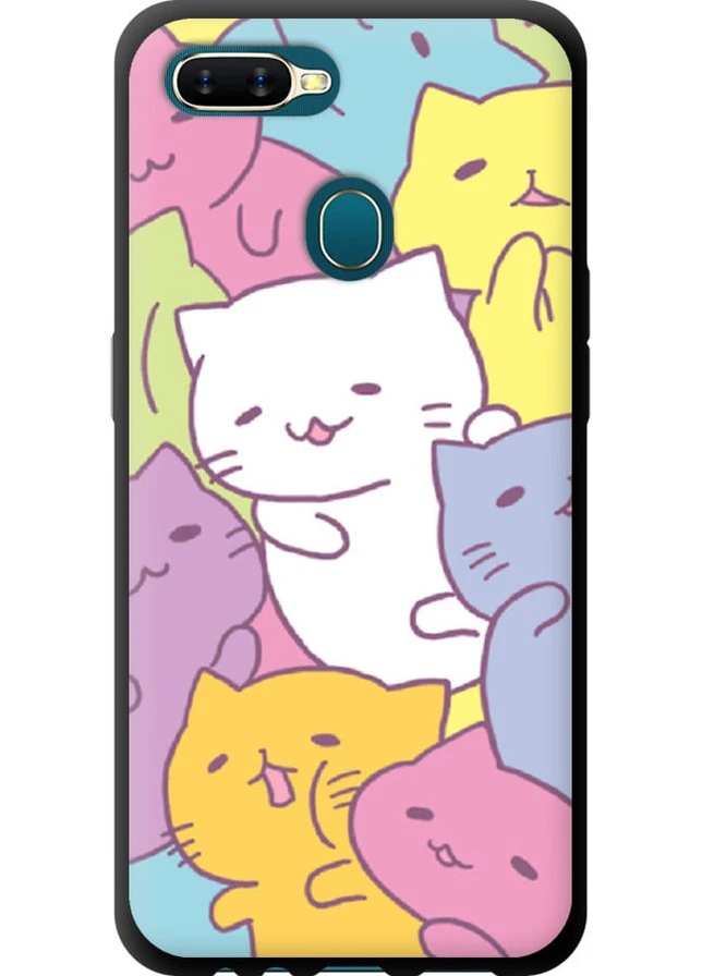 TPU черный чехол 'Котики' для Endorphone Oppo A5S (258262876)