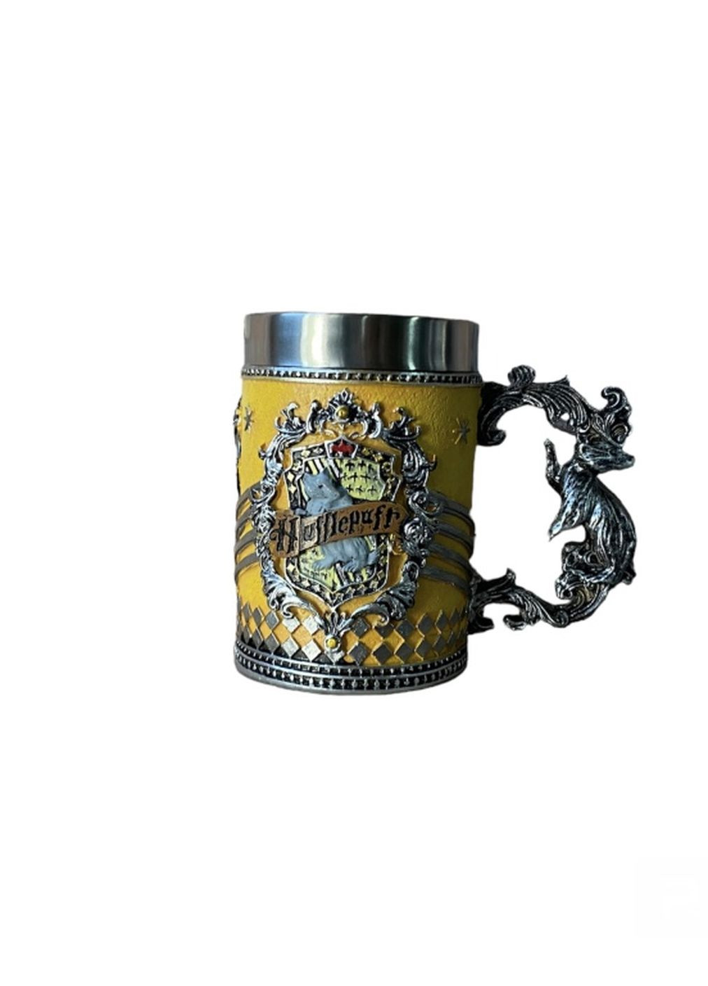 Кружка Чашка Келих 3D Нержавіюча Сталь Гаррі Поттер Hufflepuff 500мл Home (262454729)