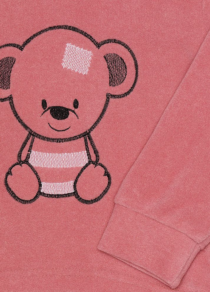 Светло-розовая зимняя пижама для девочки цвет пудровый цб-00231605 Бома