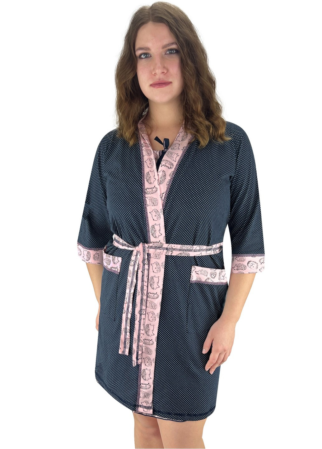Комплект женский ажур ночная и халат ежик Жемчужина стилей 1422 (274260516)