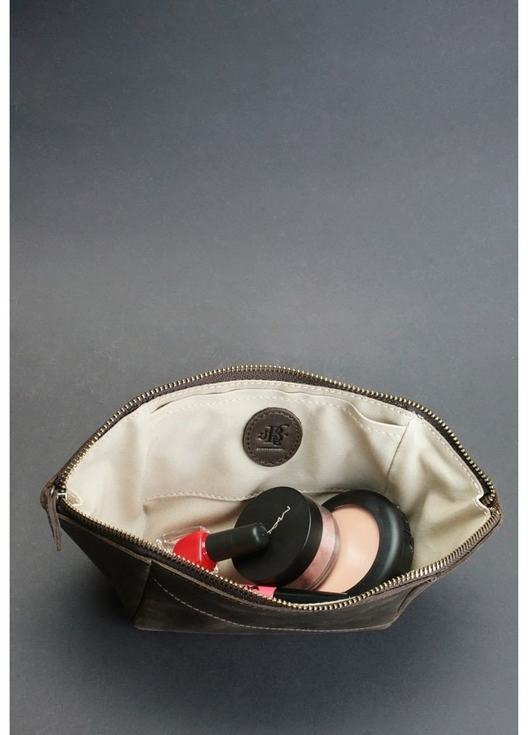 Жіноча шкіряна косметичка зелена Краст BN-CB-2-MALACHITE BlankNote (276773492)