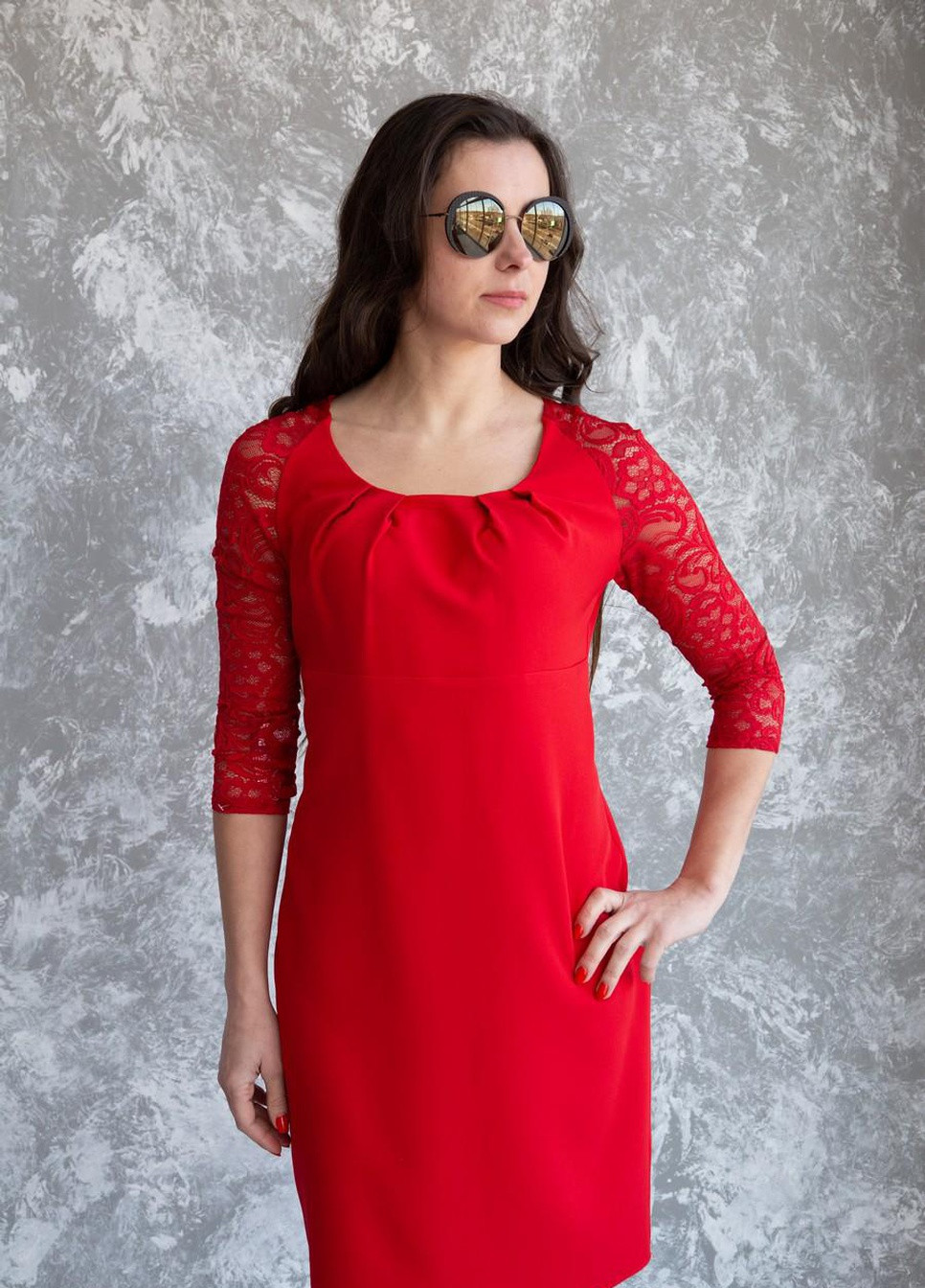 Червона сукня жіноча 558 однотонний креп червоне Актуаль