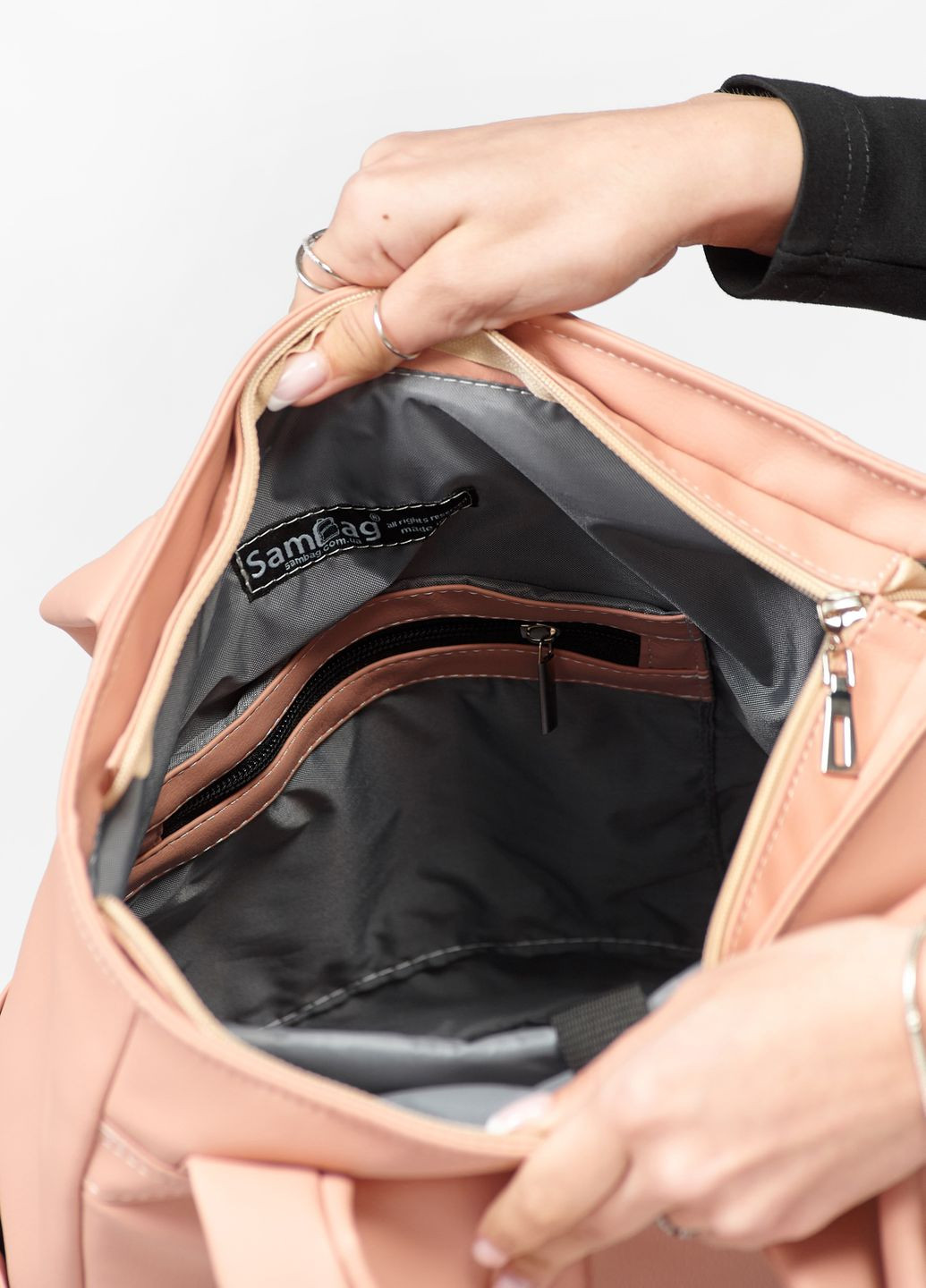 Жіноча сумка-рюкзак Shopper пудра Sambag (260163036)