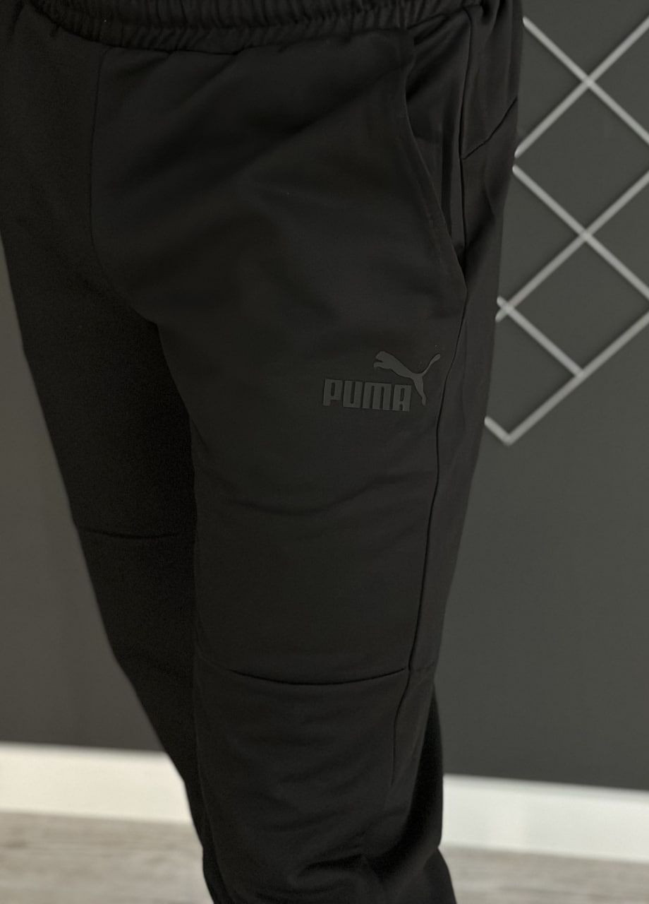 Демісезонні штани чорні з лого Puma чорний лого (двонитка) Vakko (260741072)