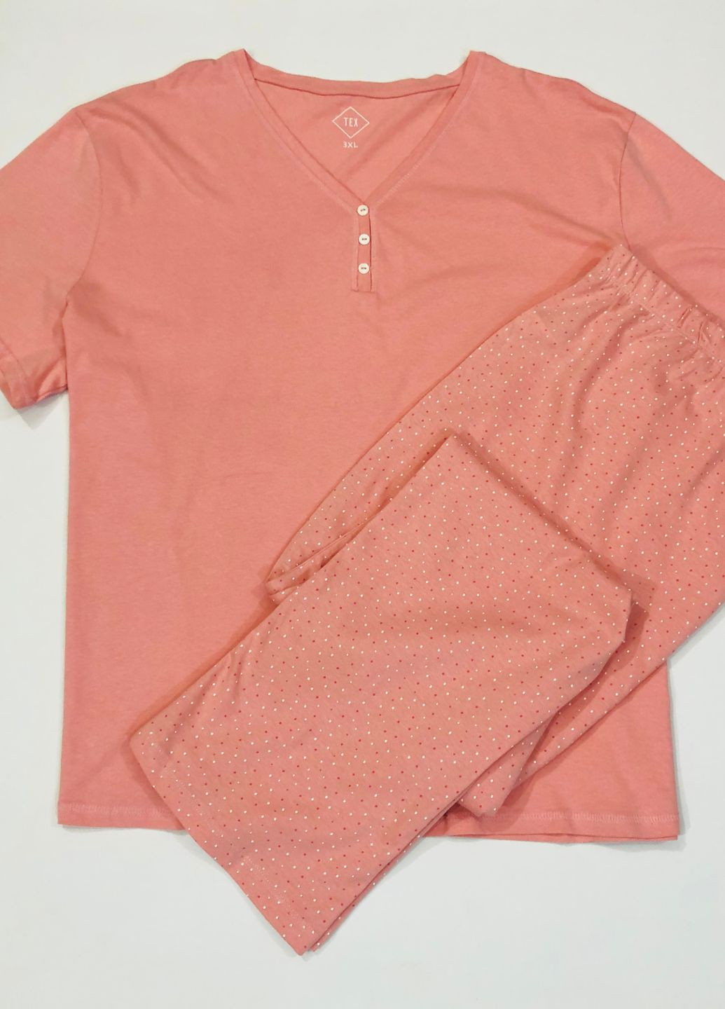 Розовая всесезон женская пижама из хлопка футболка + брюки Tex