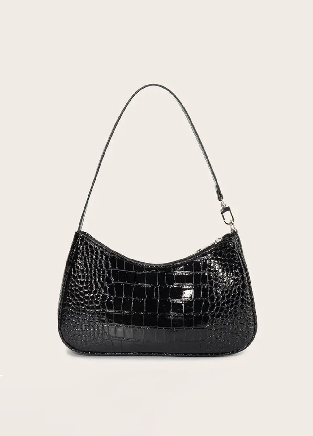 Жіноча сумочка багет рептилія 049 чорна No Brand (256989670)