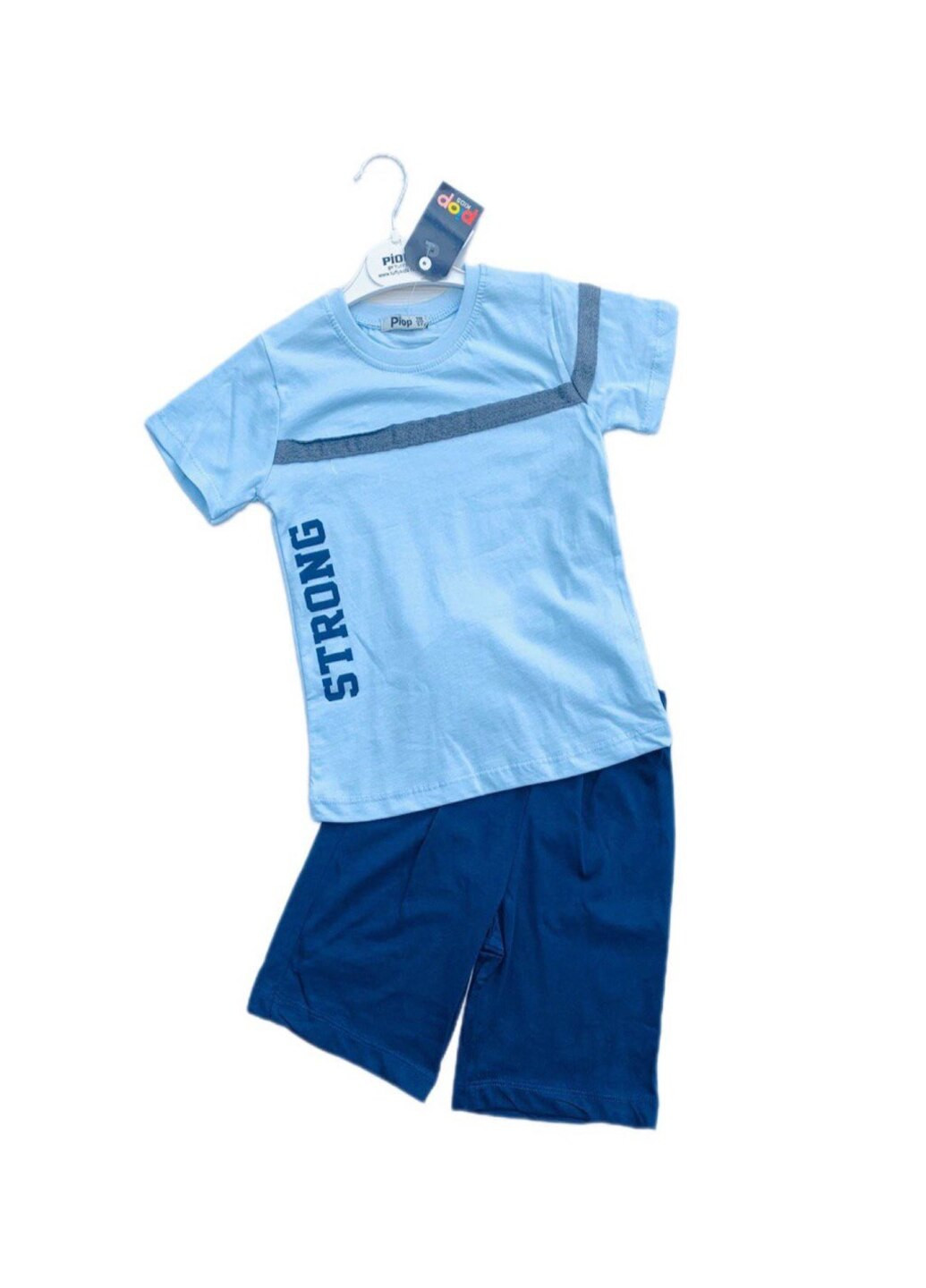 Голубой летний костюм шорты и футболка голубой цвет для мальчика Модняшки