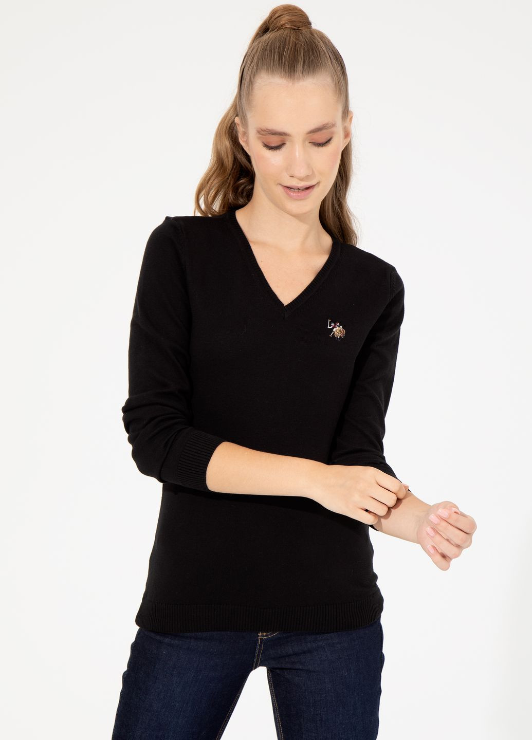 Черный свитер женский U.S. Polo Assn.