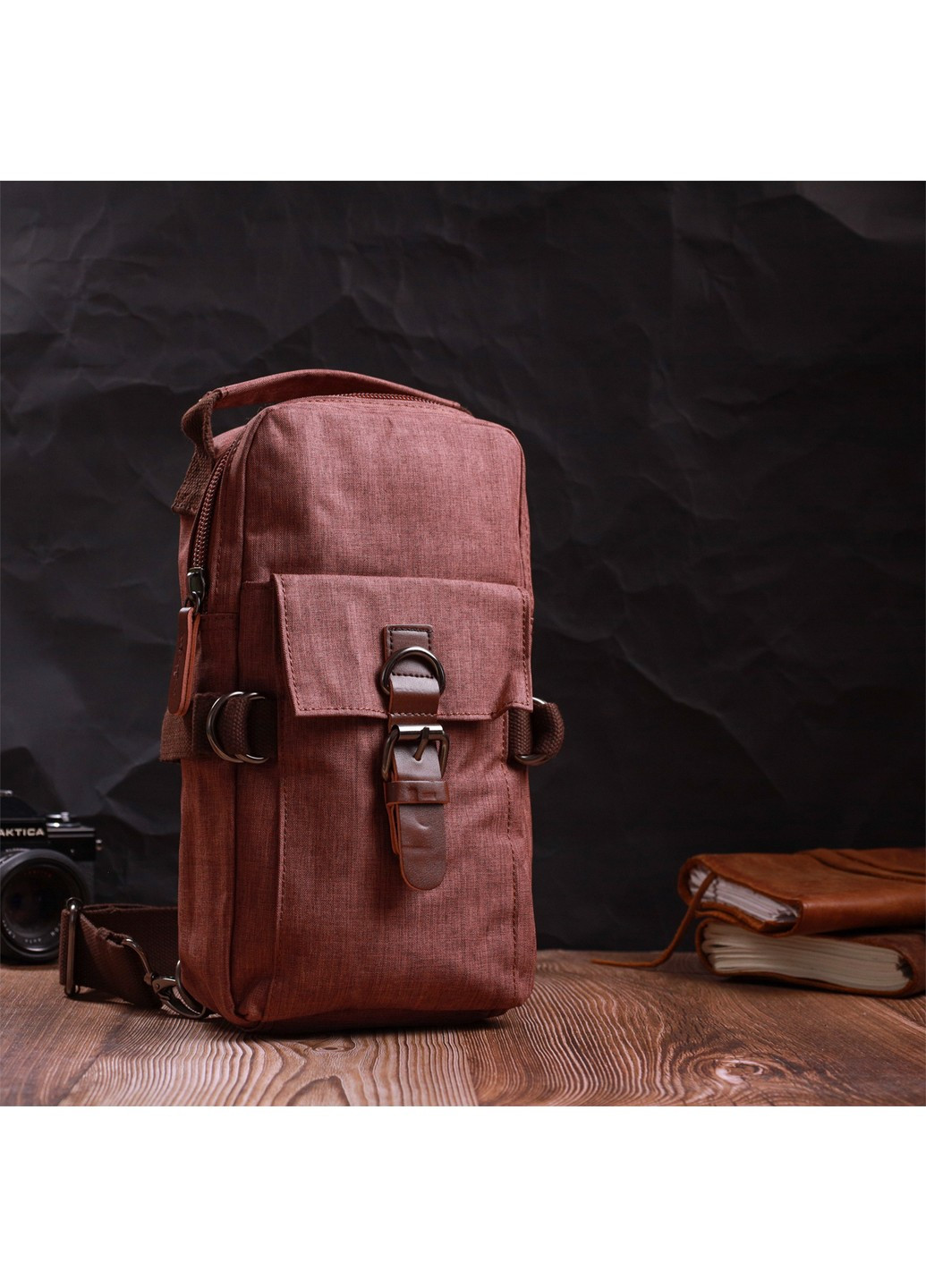 Плечева сумка для чоловіків із щільного текстилю 22186 Коричневий Vintage (267932201)