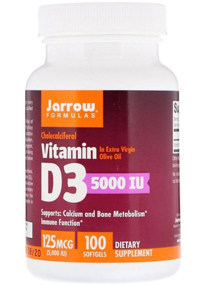 Vitamin D3 5000 IU 100 Softgels Jarrow Formulas (256723920)