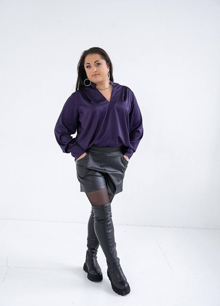 Фиолетовая женская рубашка из шелка армани цвет фиолетовый р.44/48 446628 New Trend