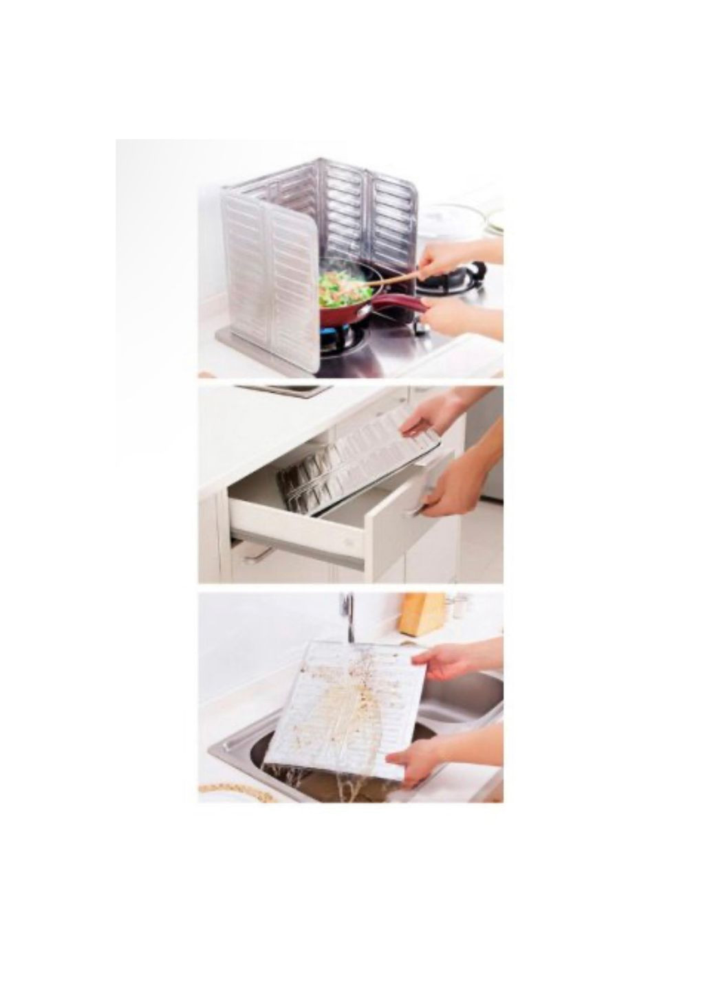 Складаний алюмінієвий екран для газової плити захисний екран від розбризкування олії заслінка для сковороди A-Plus (260023490)