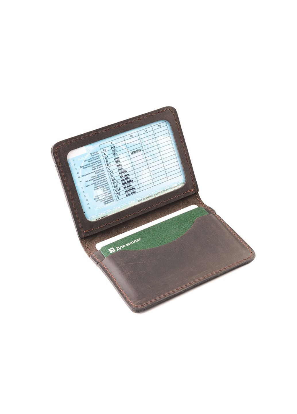 Обкладинка з натуральної шкіри на автодокументи, права, id паспорт з відділами для карток, (Коричневий) LQ 701120 (278649328)