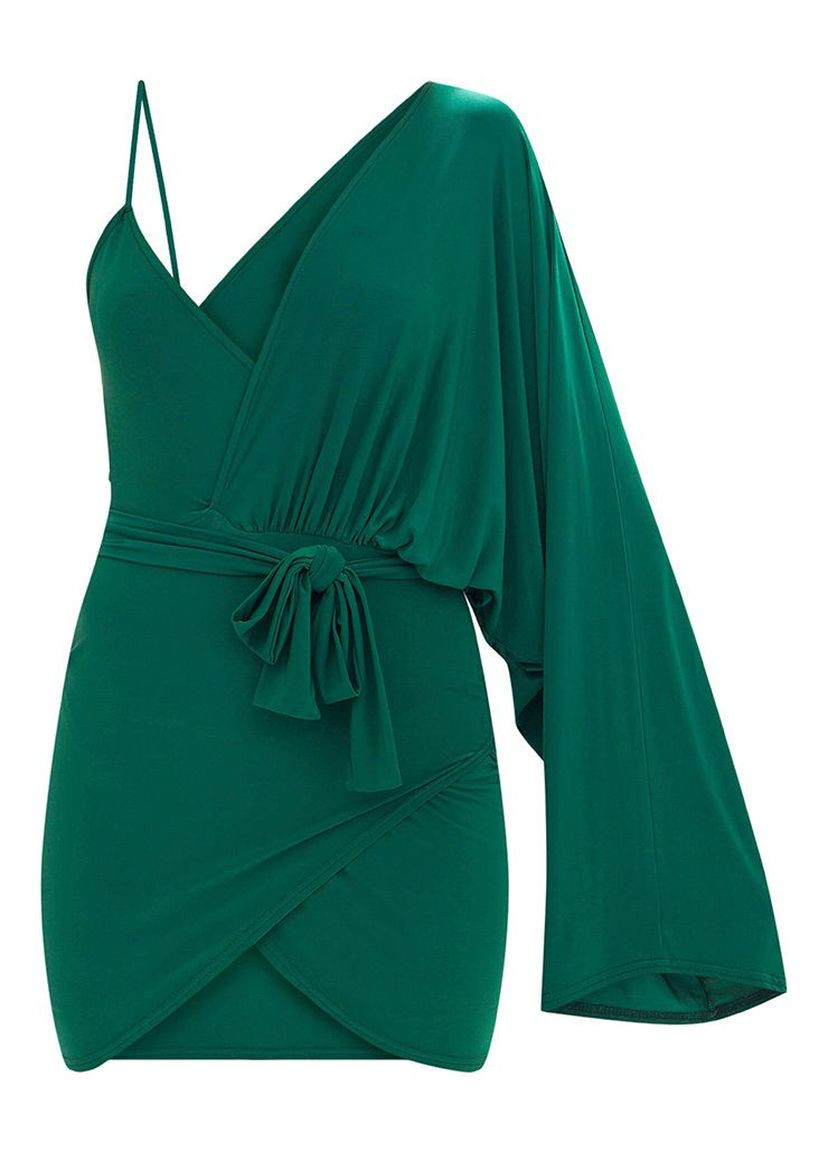Зеленое коктейльное платье PrettyLittleThing однотонное