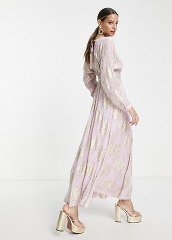 Сиреневое сиреневое жаккардовое платье с эффектом металлик design tall с поясом Asos